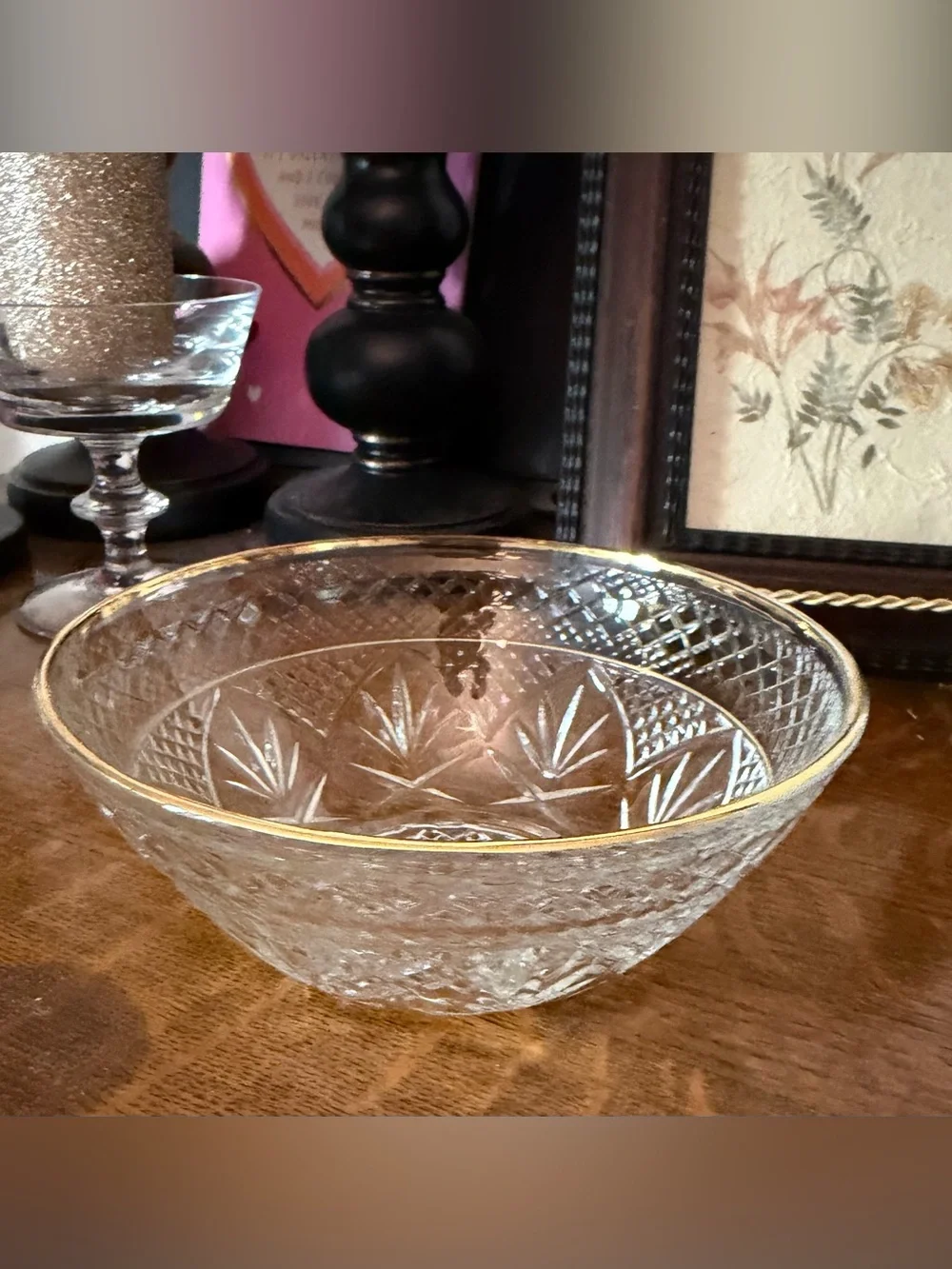 VTG Cristal D'Arques French Glass Bowl -Gold Trim